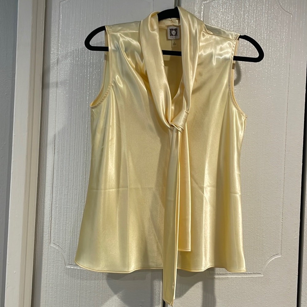 Sleeveless V-Neck Tie Front Blouse